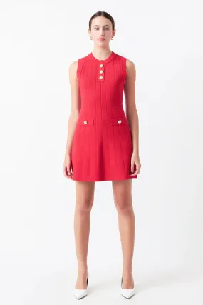 Shank Button Knit Mini Dress