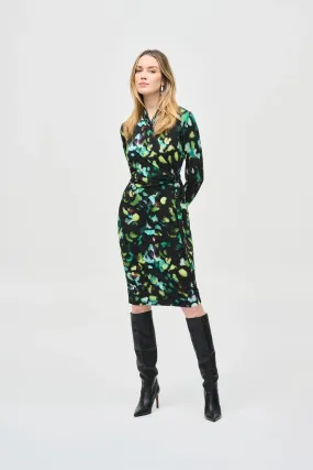 Silky knit abstract printed dress