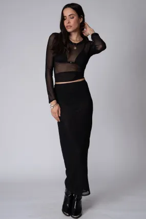 Stillwater Mesh Classic Rib Skirt in Black