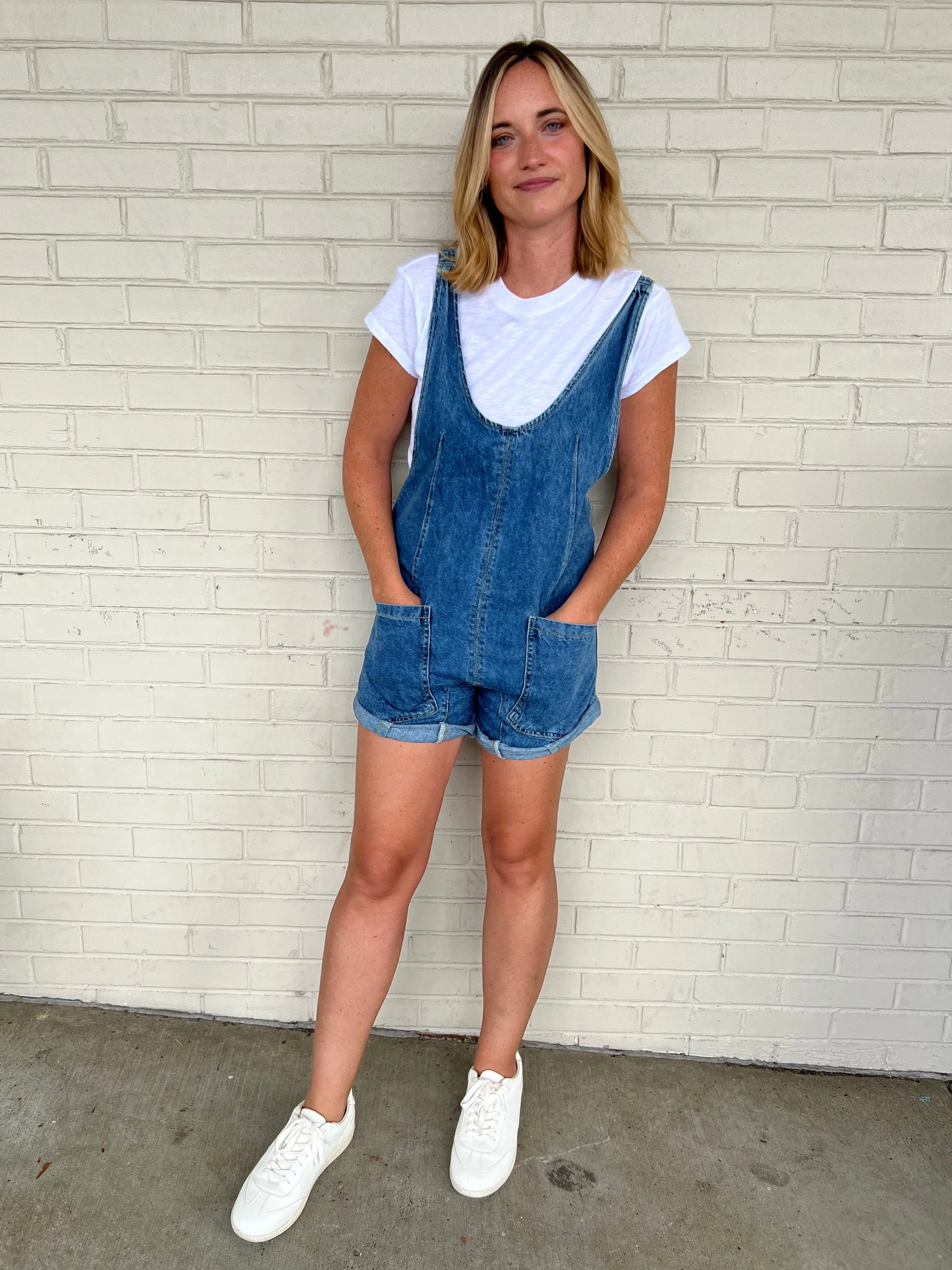 Take It Slow Denim Romper