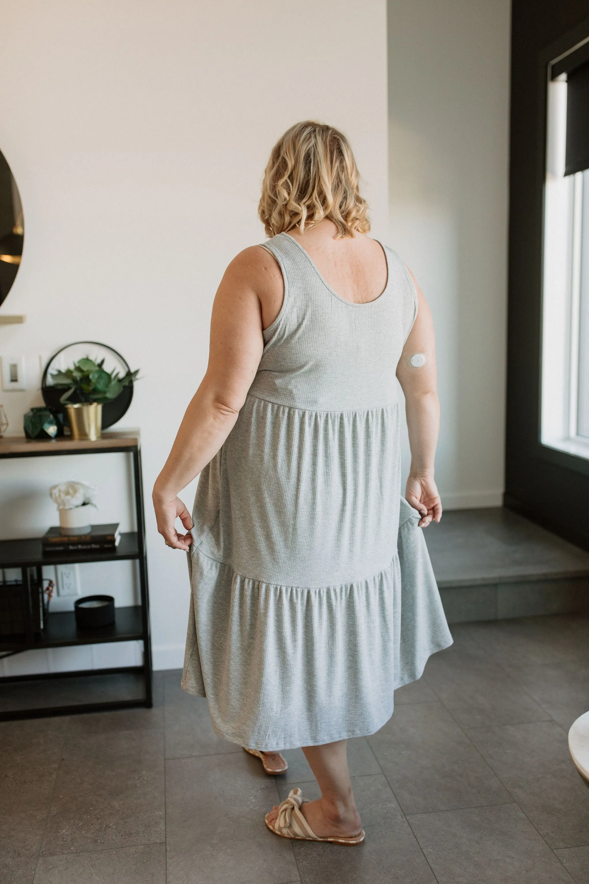 The Riley Ribbed Tank Dress by NLT - Heather Grey