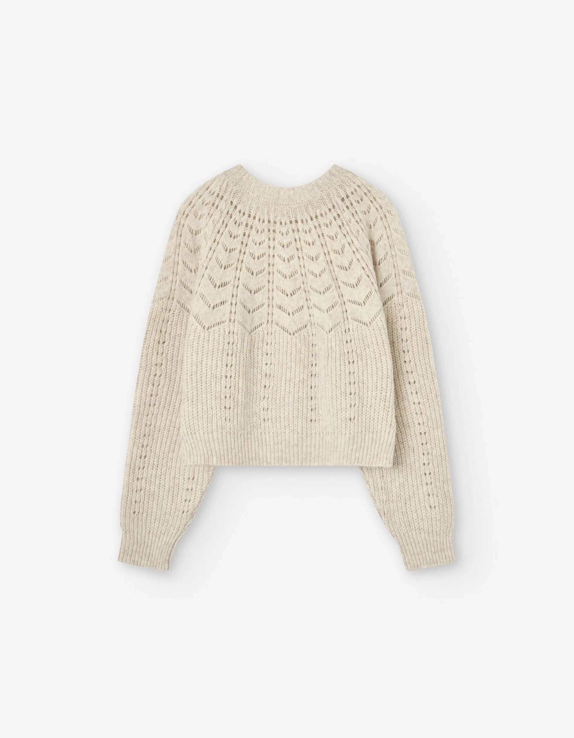 top l/s pointelle knit - white