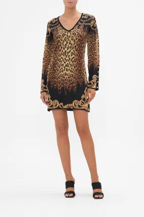 V NECK MINI KNIT DRESS JUNGLE DREAMING