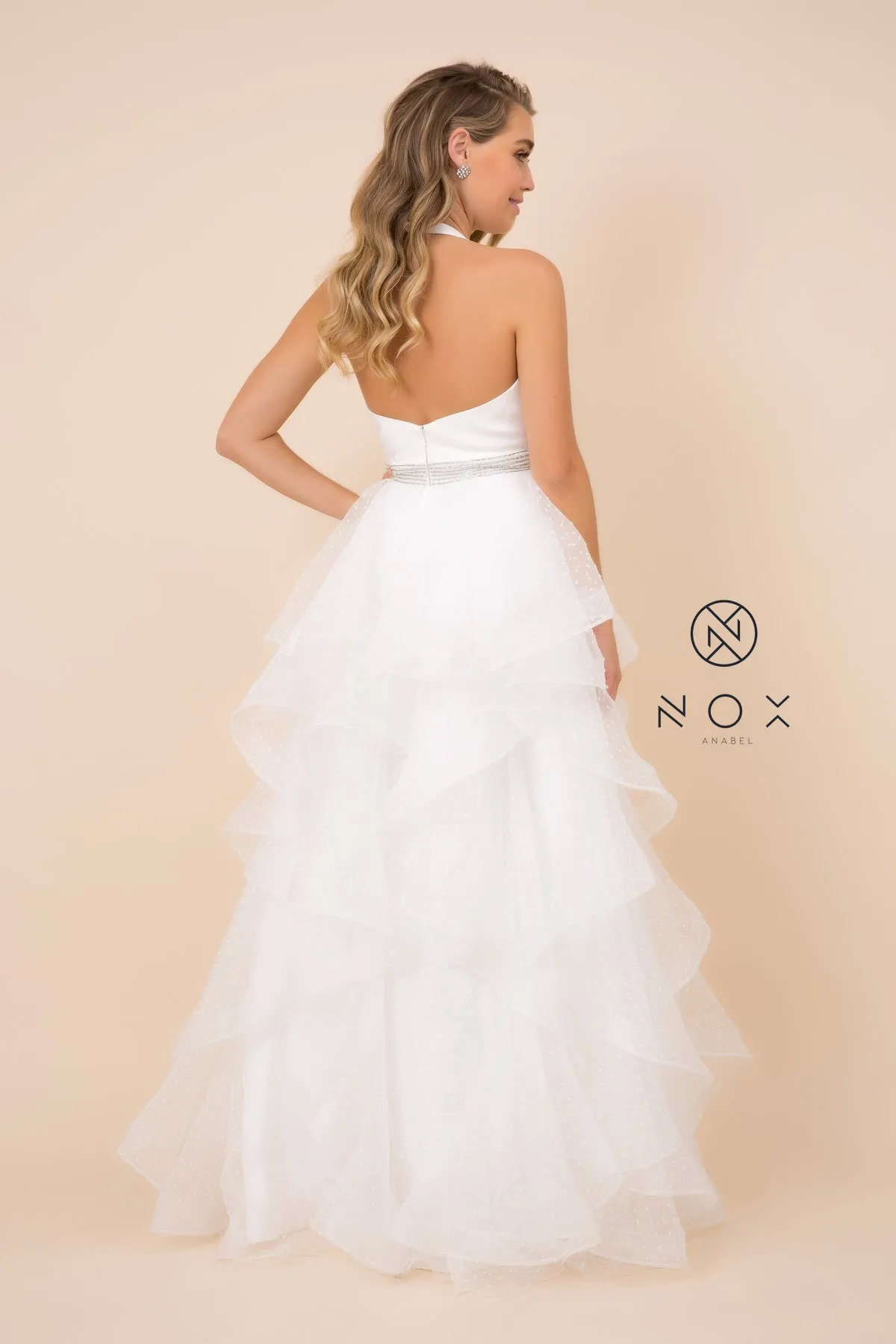 V-Neck Tiered Wedding Dress