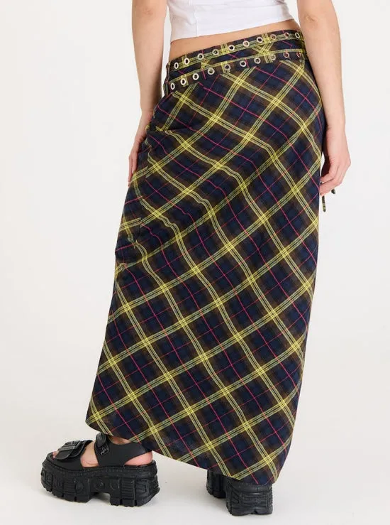 VICIOUS CHECK MAXI SKIRT