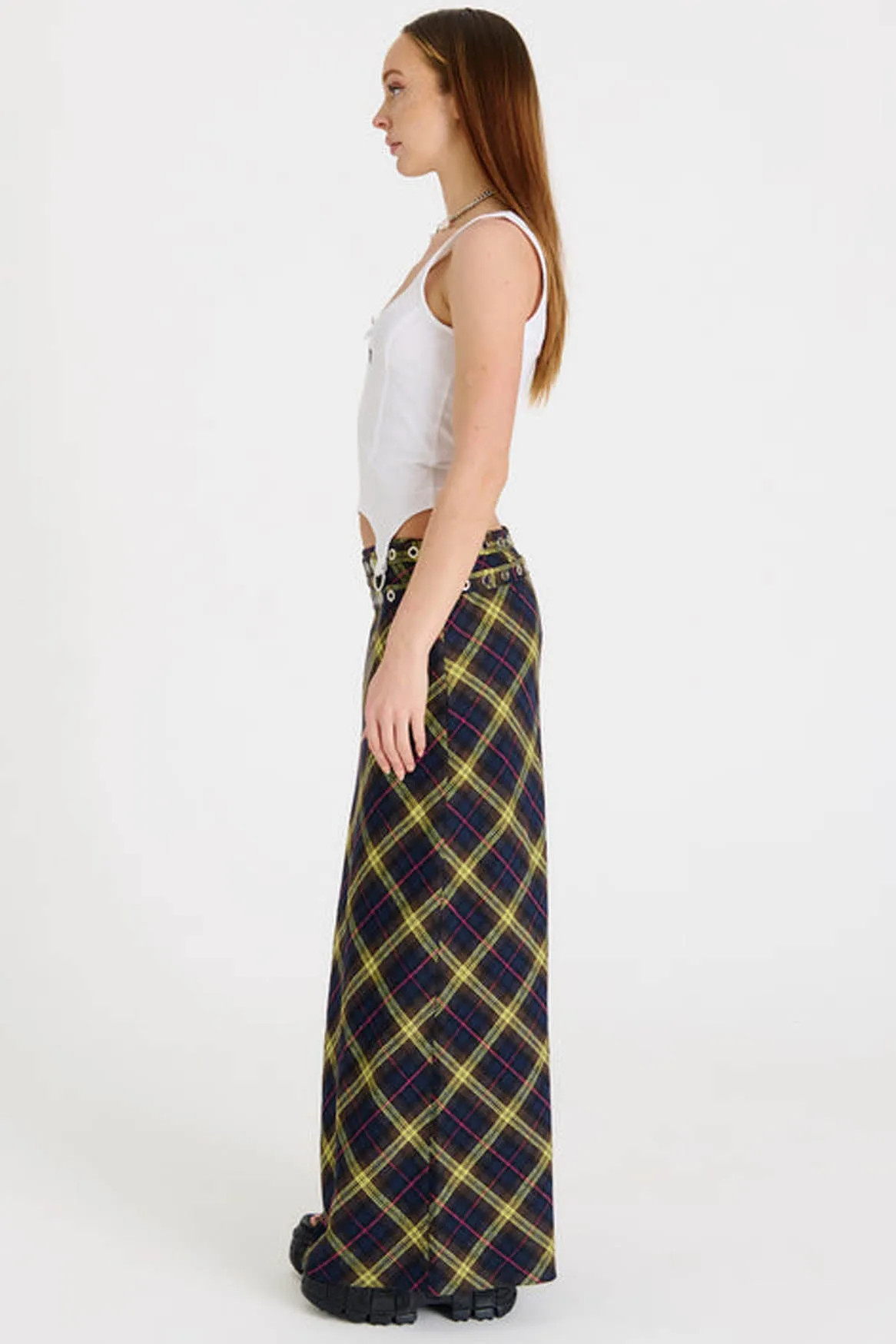 VICIOUS CHECK MAXI SKIRT