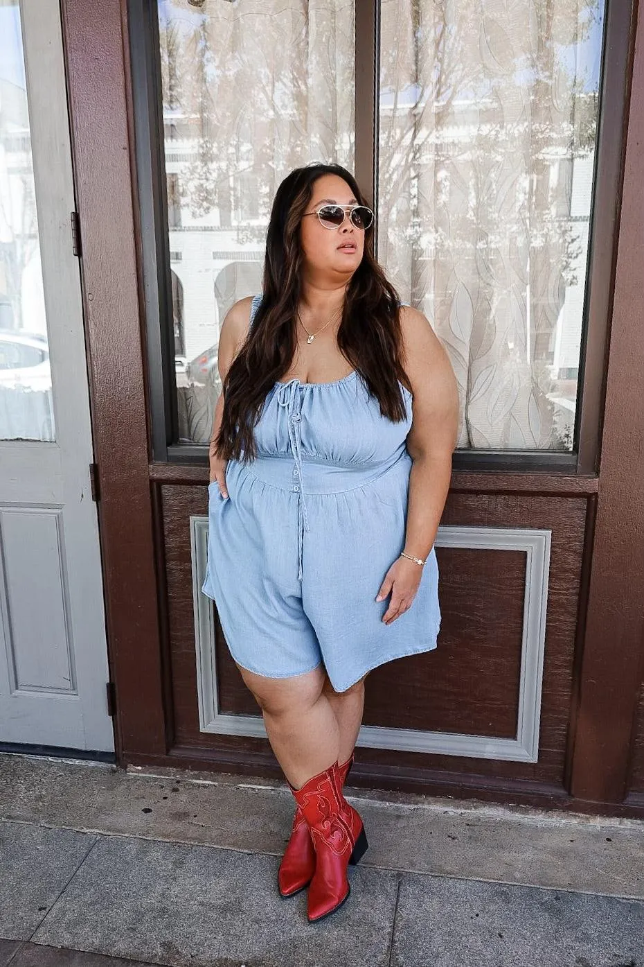 Walk The Line Lightweight Denim Romper