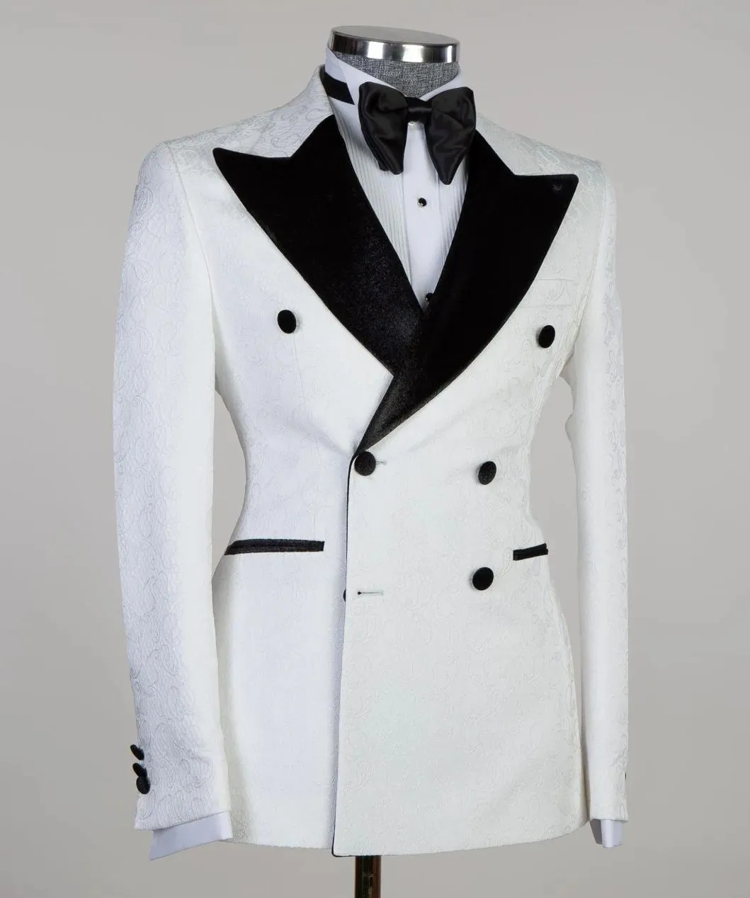 White Double Breasted Tuxedo Jacket