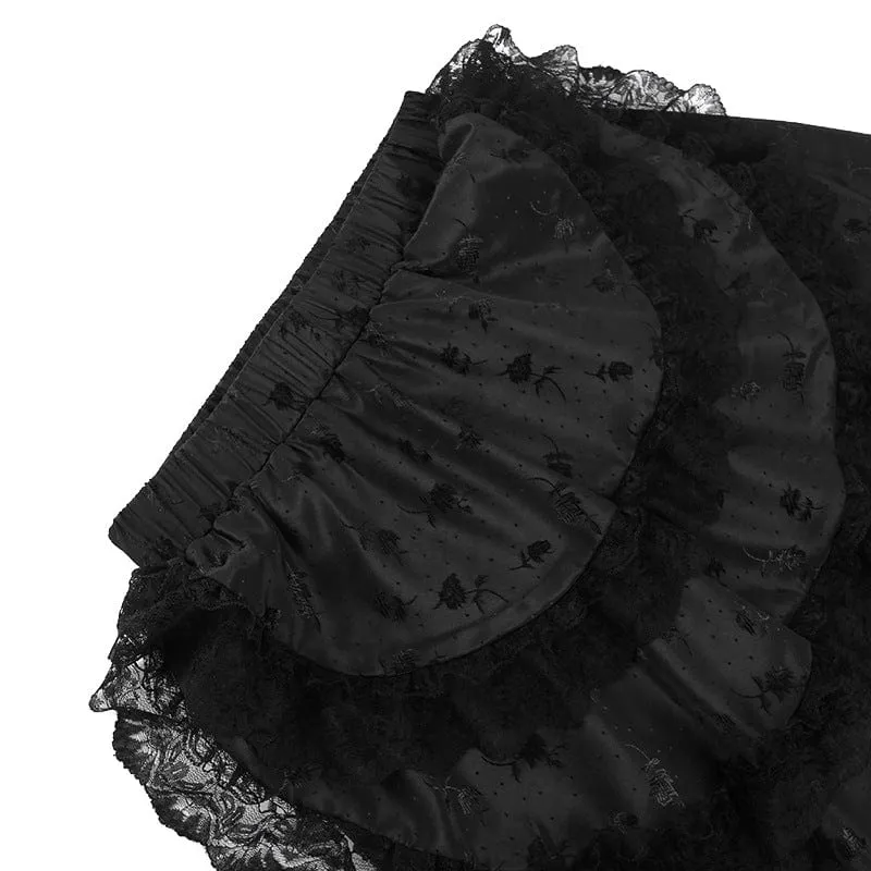 Women's Gothic Layered Lace Hem Skirt