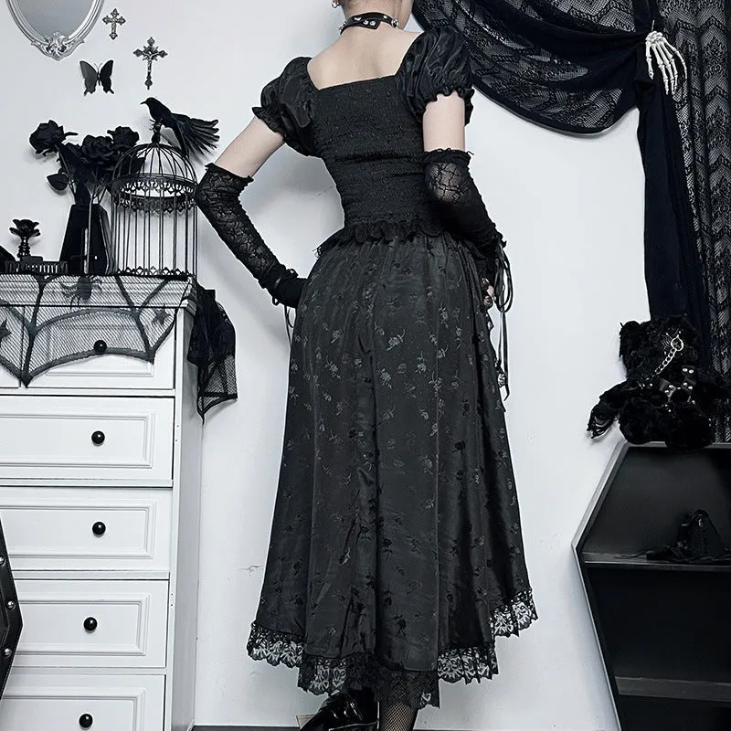 Women's Gothic Layered Lace Hem Skirt