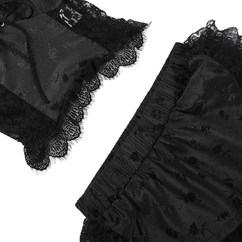 Women's Gothic Layered Lace Hem Skirt