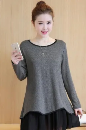 Womens Long Sleeve Layered Top