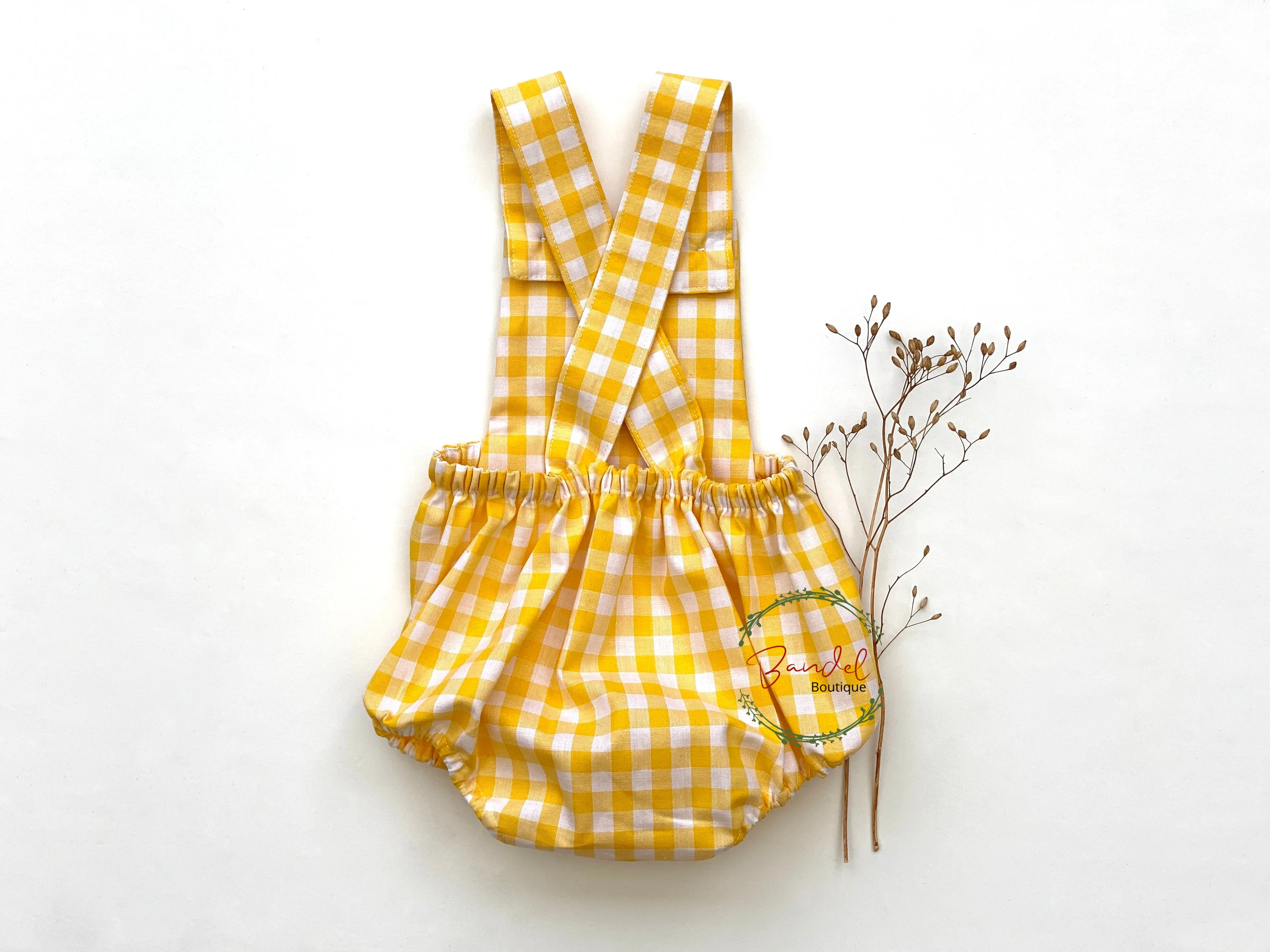 Yellow Gingham Cotton Romper