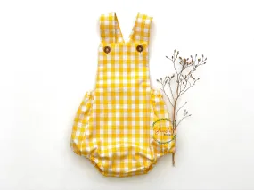 Yellow Gingham Cotton Romper